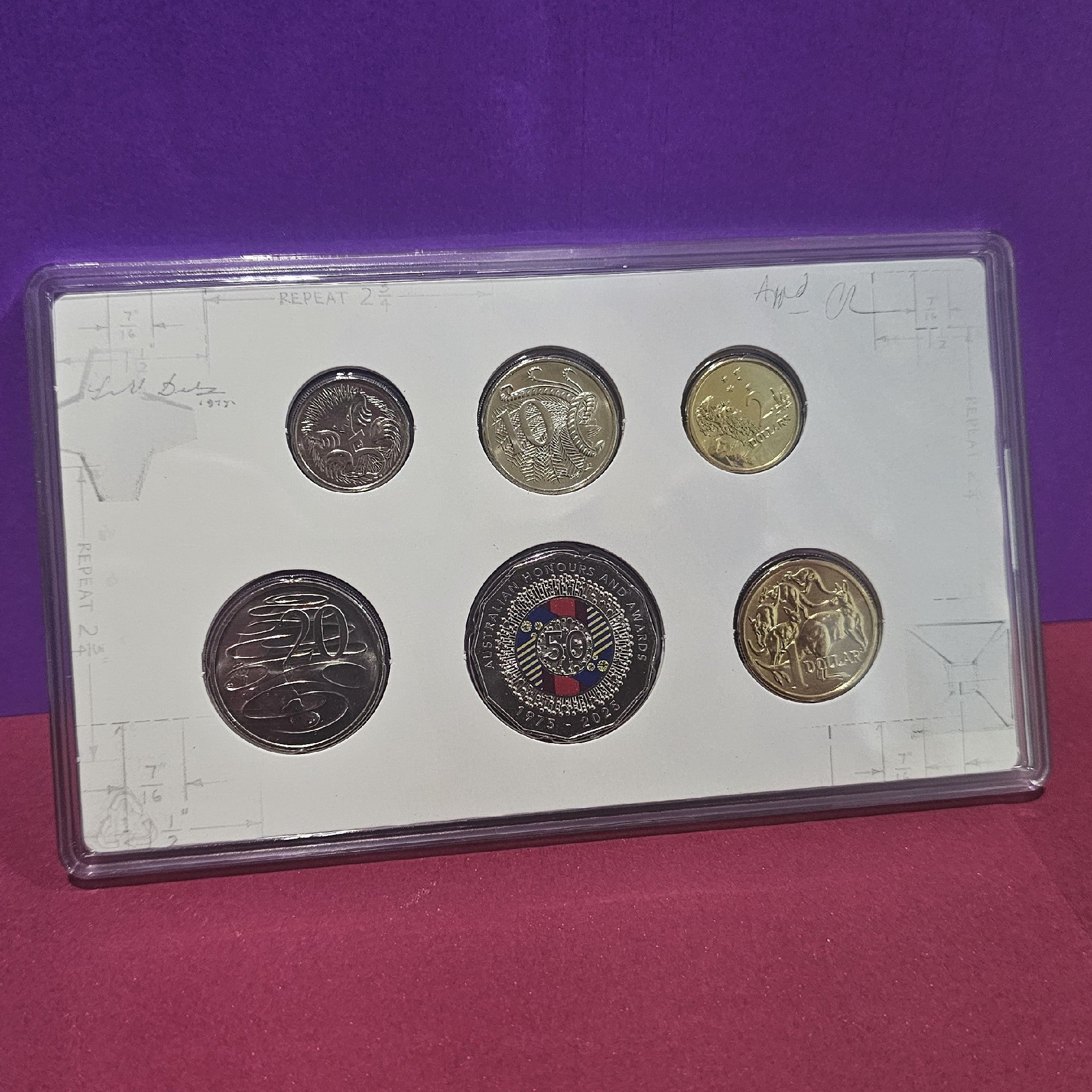 2025 Six-Coin Coloured Uncirculated Year Set - 50th Anniversary of Australian Honours and Awards System