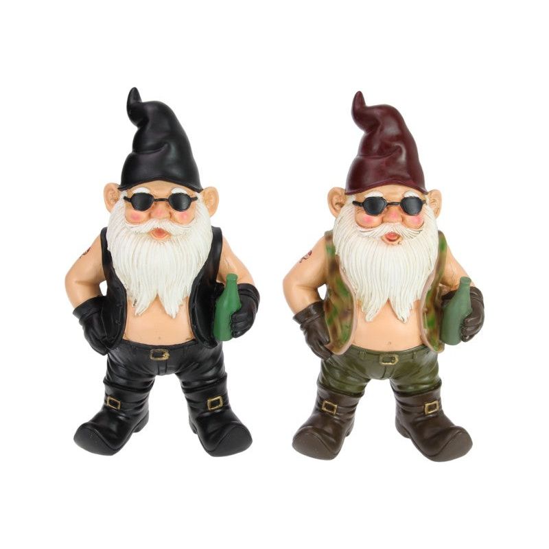 32CM BIKER GNOME W/DRINK